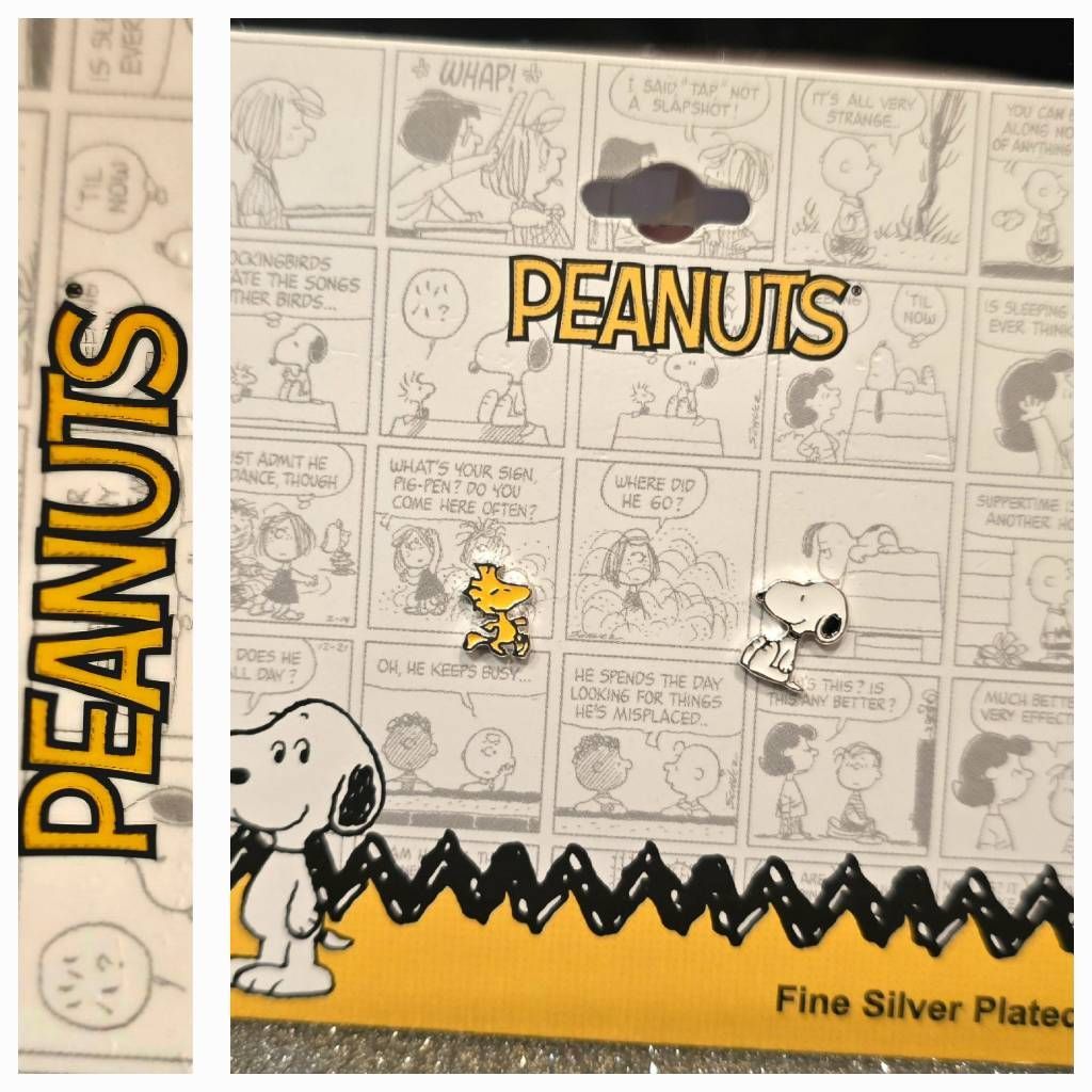 Peanuts Snoopy Woodstock Silver Plated Earrings 28$